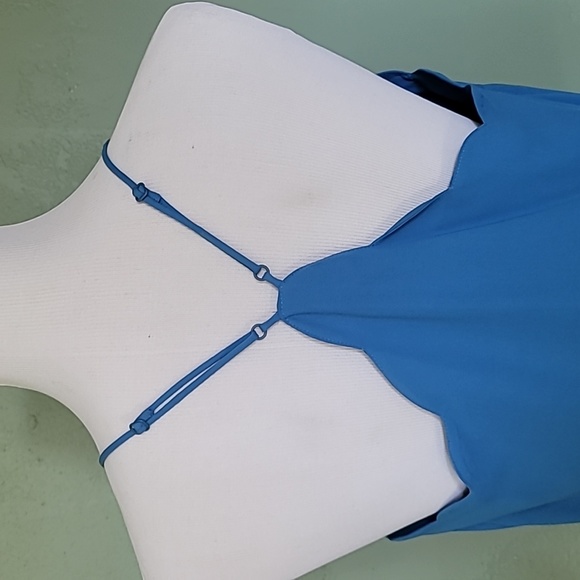 J.Crew scalloped racerback blue tank with adjustable straps - Picture 3 of 4